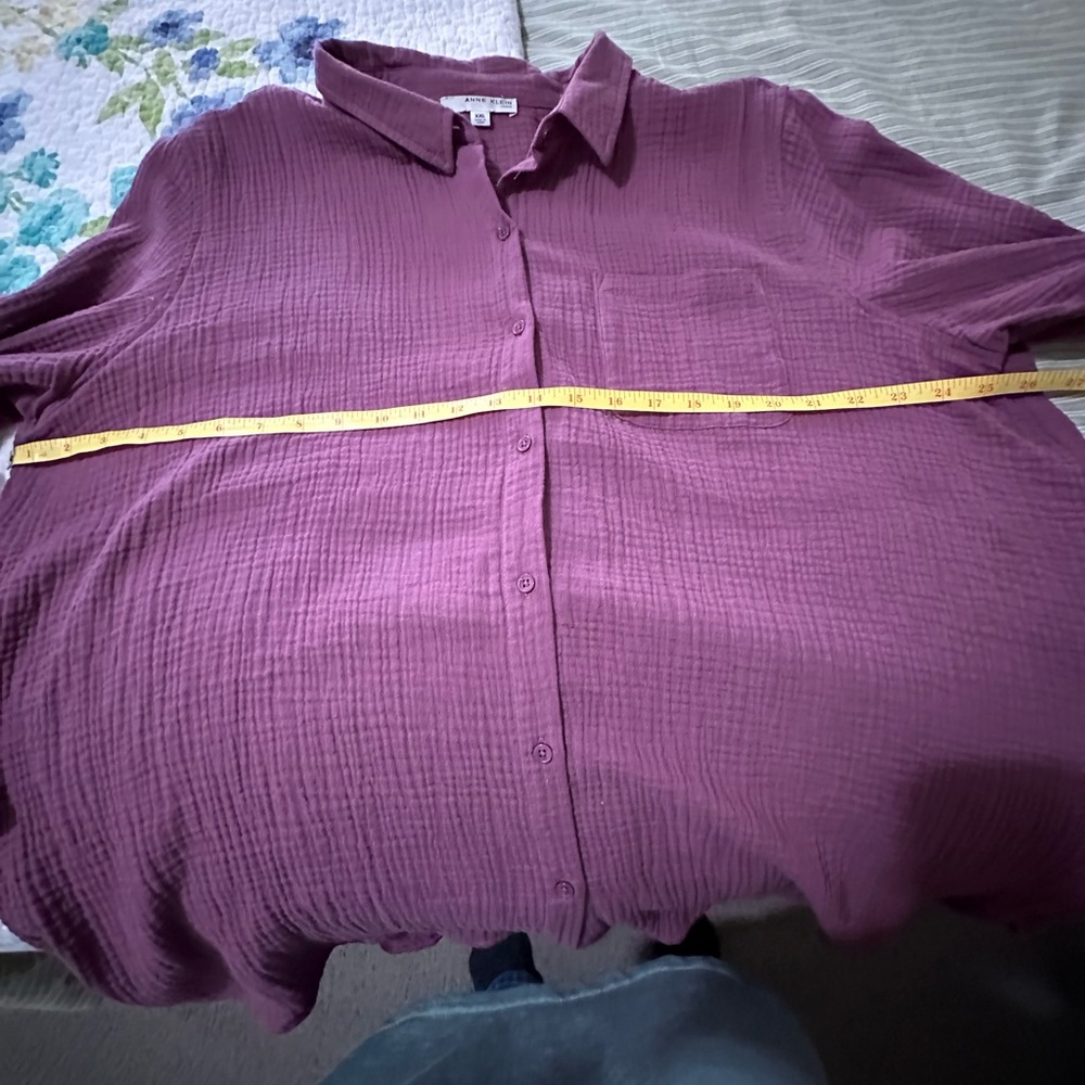 Anne Klein Casual Button Down Shirt in Purple - Picture 4 of 6